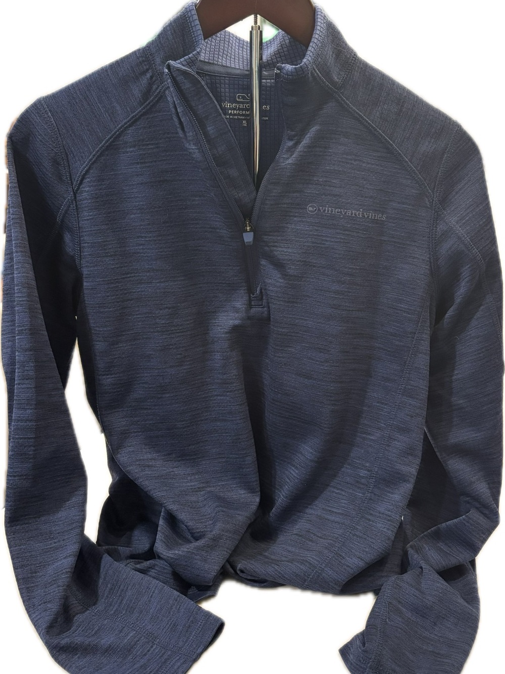 Vineyard Vines Navy Heathered Quarter-Zip Pullover